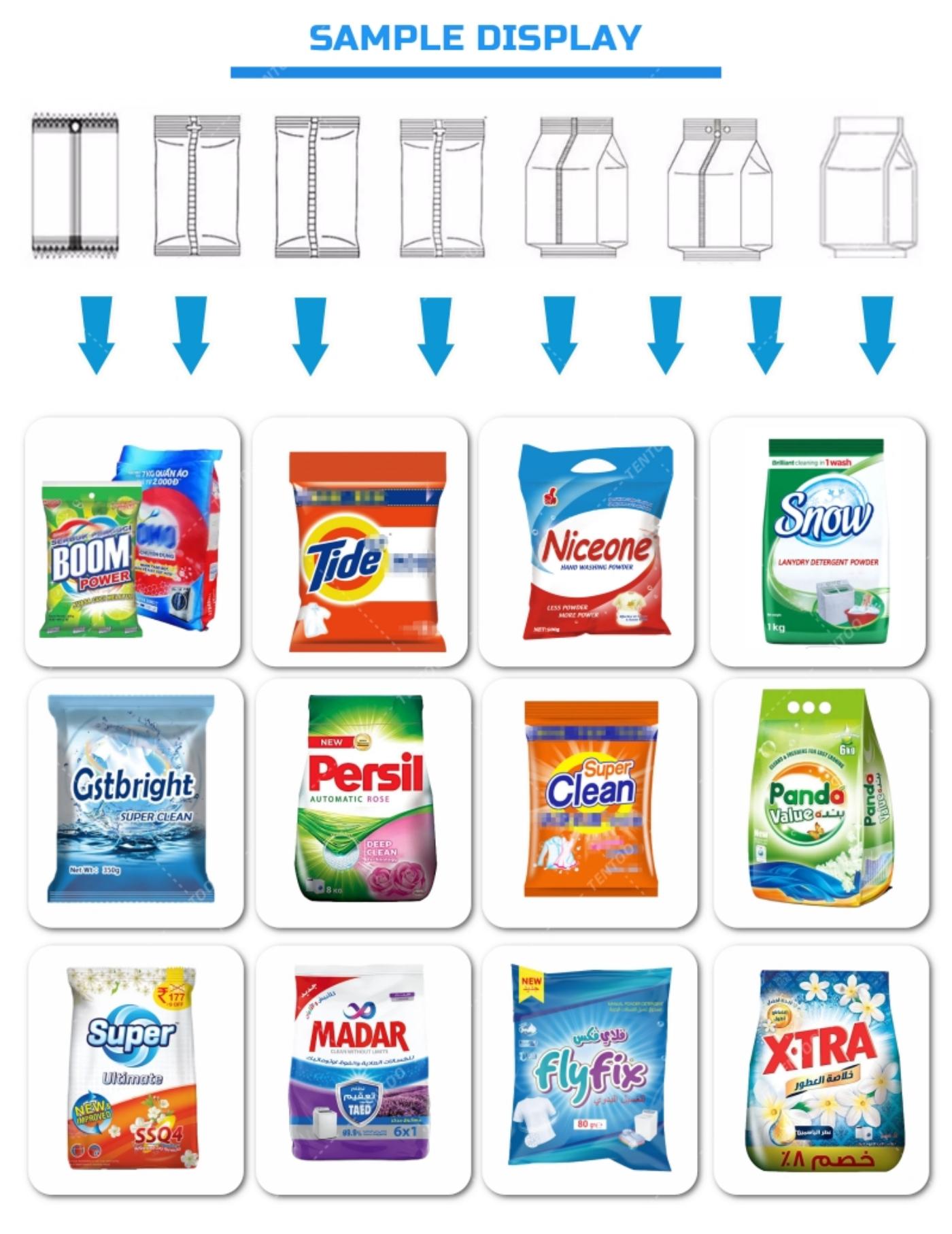 detergent powder pouch packing machine sample
